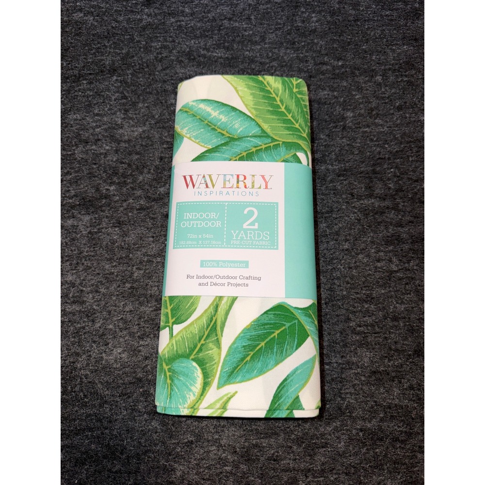 Waverly Inspirations Fabric 2 Yards Green White Leaf New Indoor Outdoor Tropical